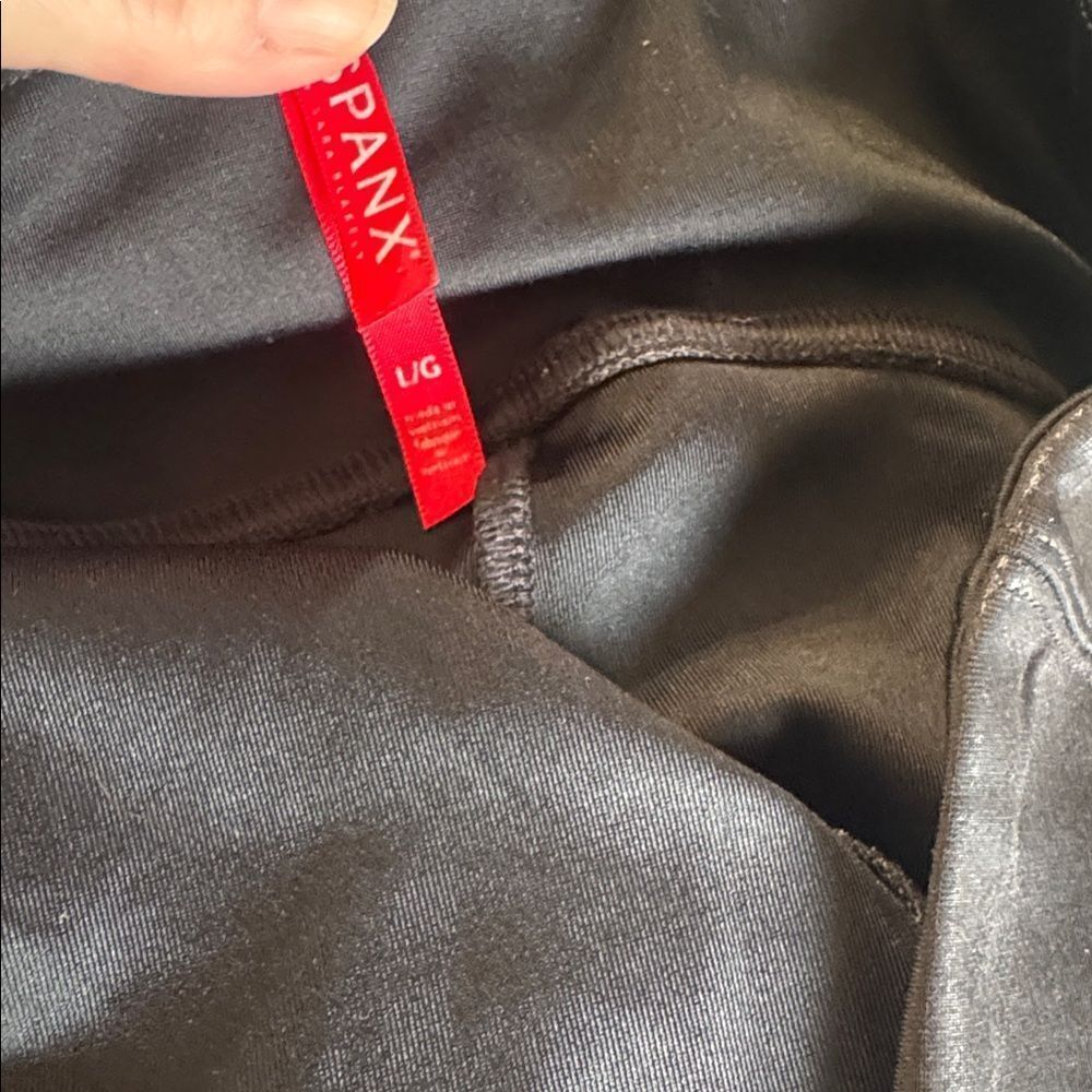 SPANX Faux Leather Leggings Tummy Control with Side Stripe L - Picture 7 of 7